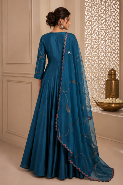 Kora Silk Anarkali Gown