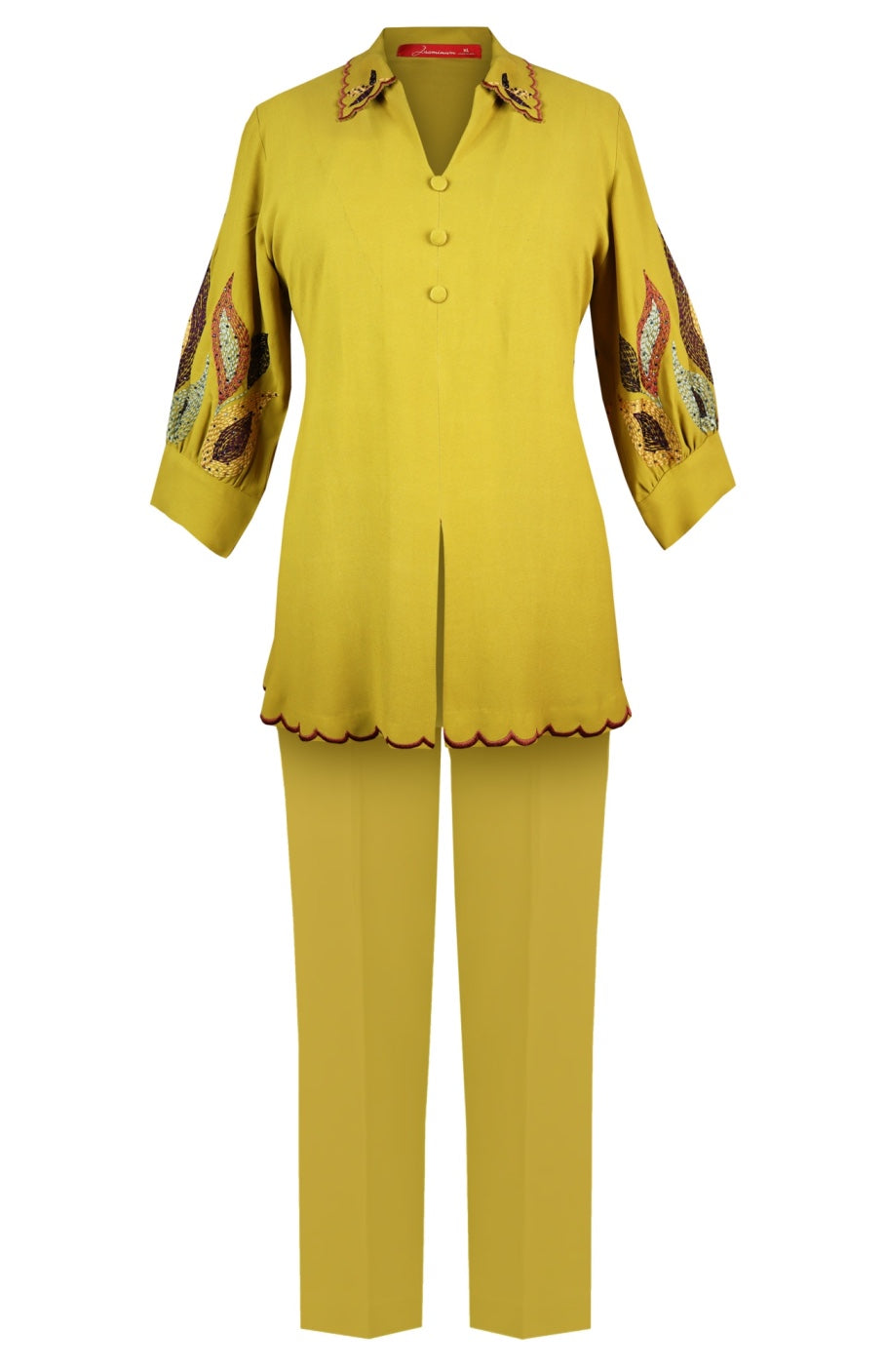 U-Cut Co-ord Set - GOLDEN OLIVE