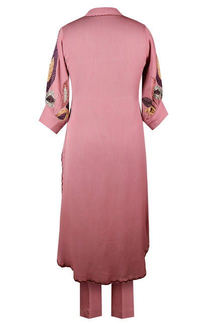 U-Cut Kurta Set - OLD ROSE