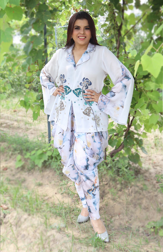 Printed Cowl Pants Co-ord Set
