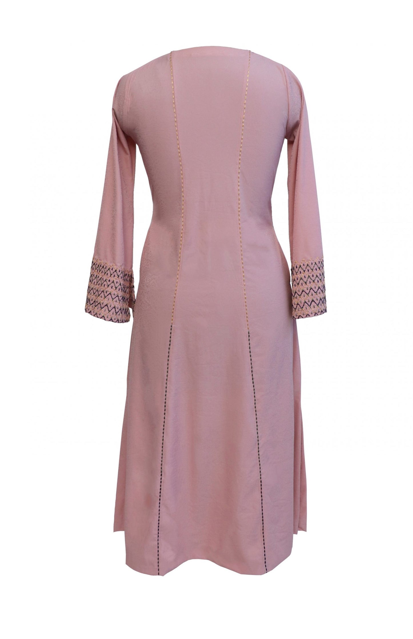 Blush A-Line Kurta Set With Sashiko Embroidery