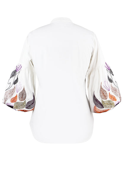 Balloon Sleeves Top With Kantha Embroidery