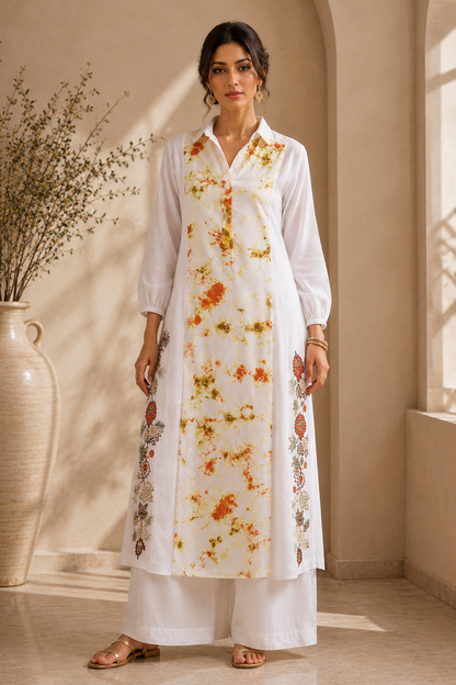 Mul Mul Tie & Dye Kurta Set - BLACK