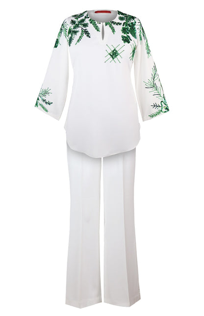 Needleleaf Embroidery Co-ord Set - WHITE