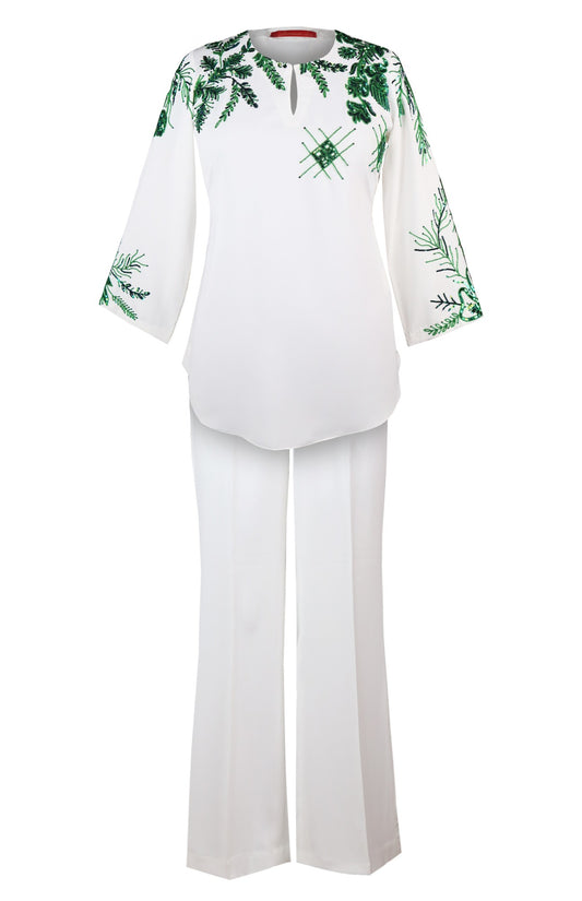 Needleleaf Embroidery Co-ord Set - WHITE
