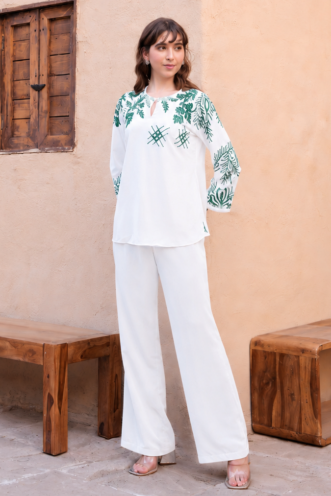Needleleaf Embroidery Co-ord Set - WHITE