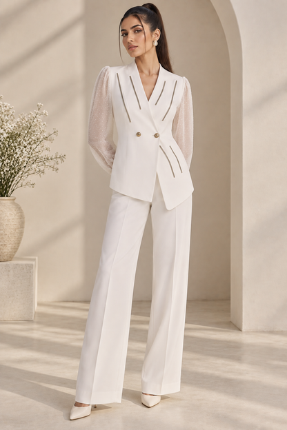 White Double Breast Co-ord Set