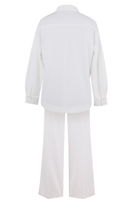 Side Buttoned Co-ord Set - WHITE