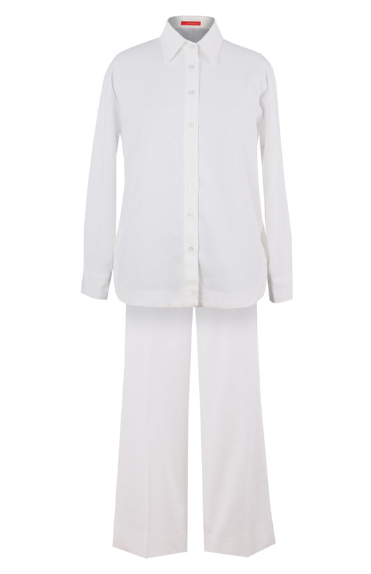 Side Buttoned Co-ord Set - WHITE
