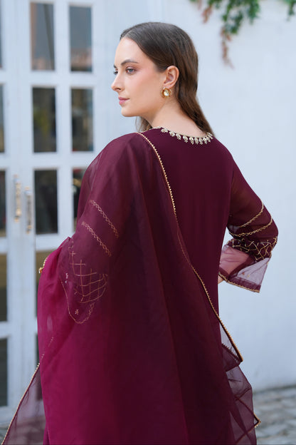 Georgette Suit With Gota Patti Embroidery - WINE