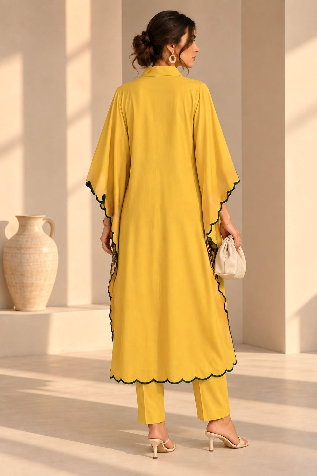 Butterflies Kaftan Set - YELLOW
