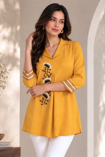 Sunflower Crepe Top