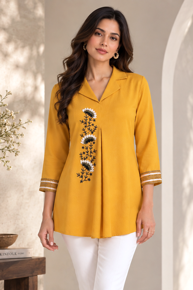 Sunflower Crepe Top