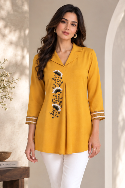 Sunflower Crepe Top