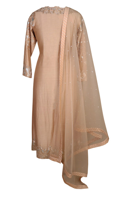 Beige Silk Achkan