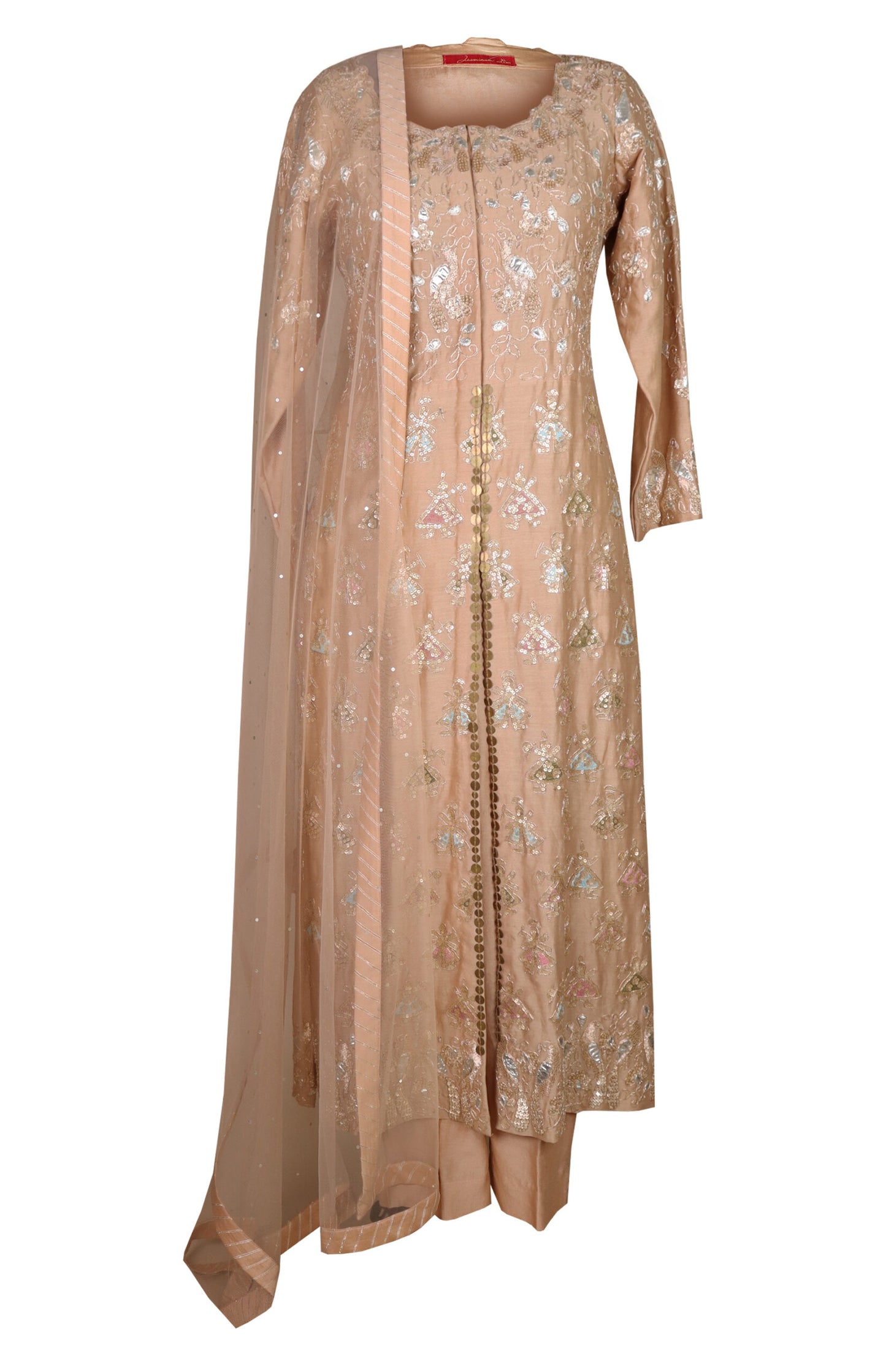 Beige Silk Achkan