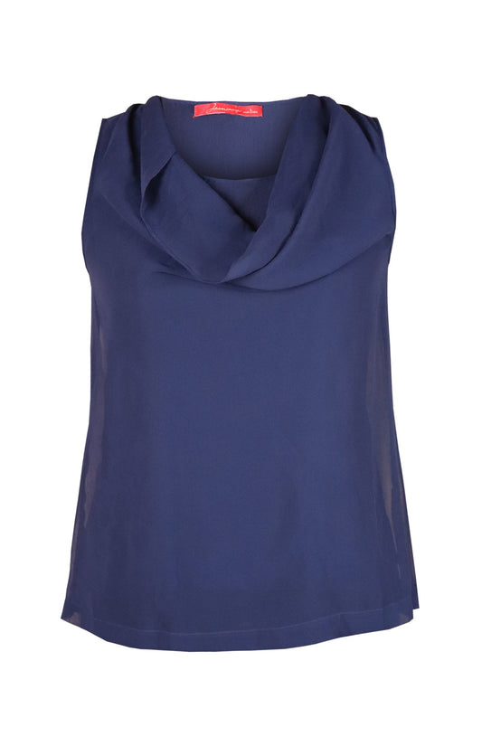 Georgette Cowl Top - NAVY BLUE