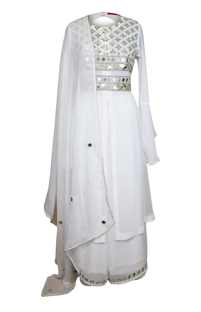 White Mirror Work Georgette Suit