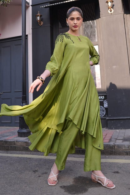 Ferns Asymmetric Kurta Set - COCOA