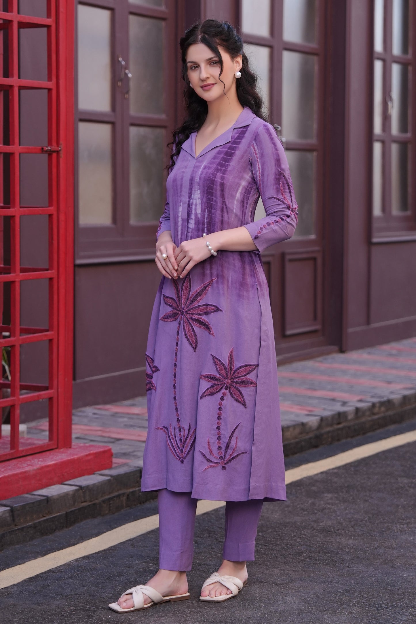 Aari Palms T&D Kurta Set - LILAC