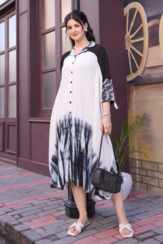 Bloom T&D Colour Block Kaftan - BLACK/WHITE
