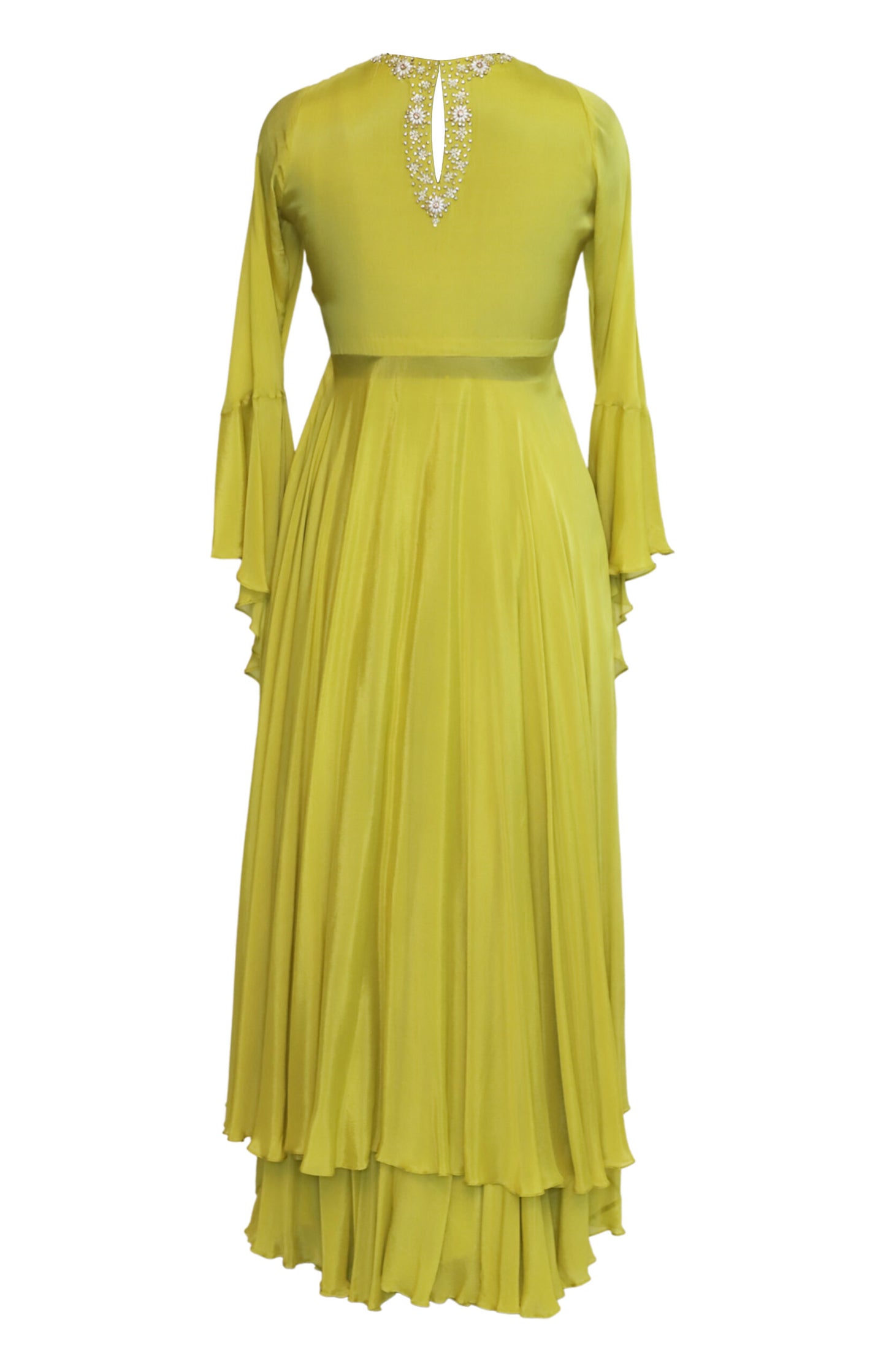 Chiffon Flared Kurta With Sharara