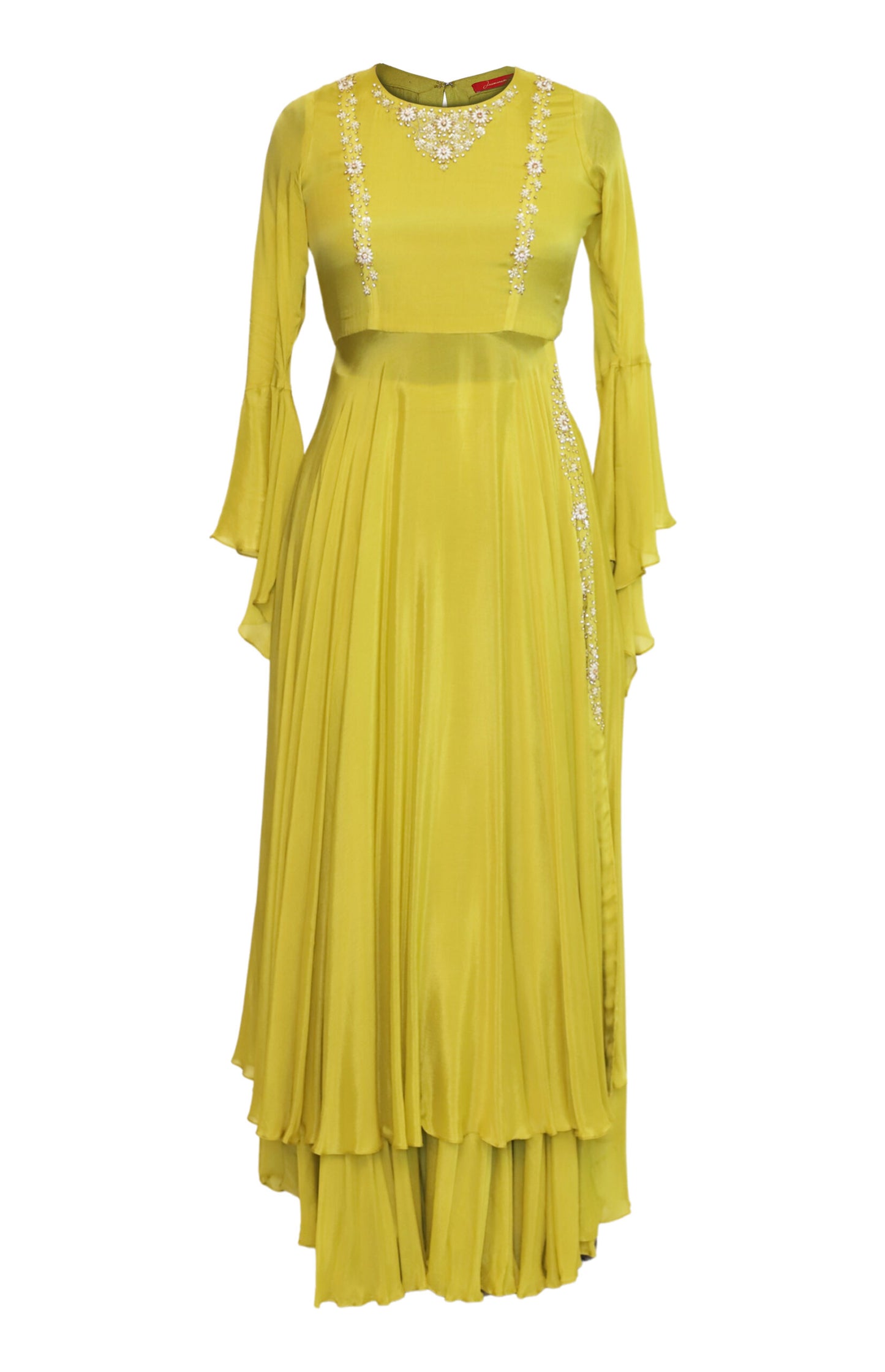 Chiffon Flared Kurta With Sharara