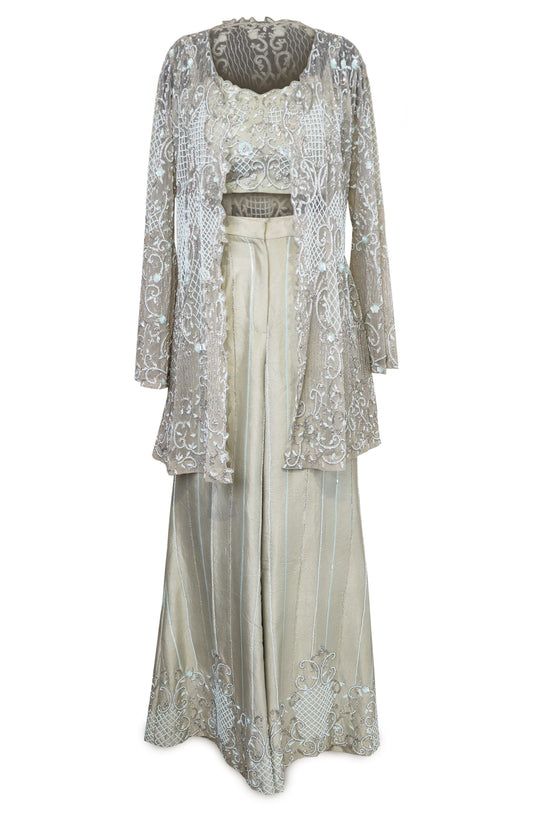 Silver Grey Embroidered Co-ord Set